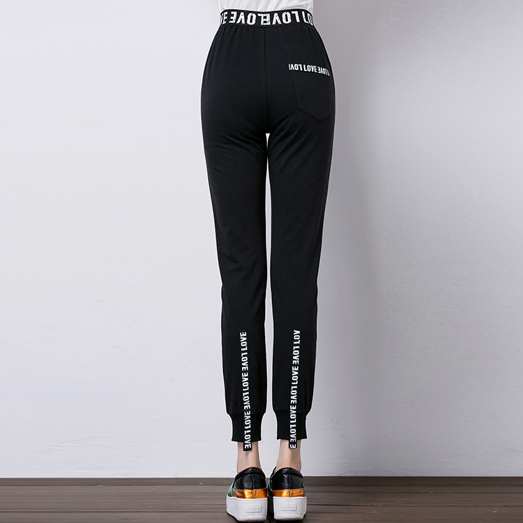 運動褲女秋季小腳哈倫褲九分休閑褲 廠家直銷 韓版顯瘦學生黑色打底褲