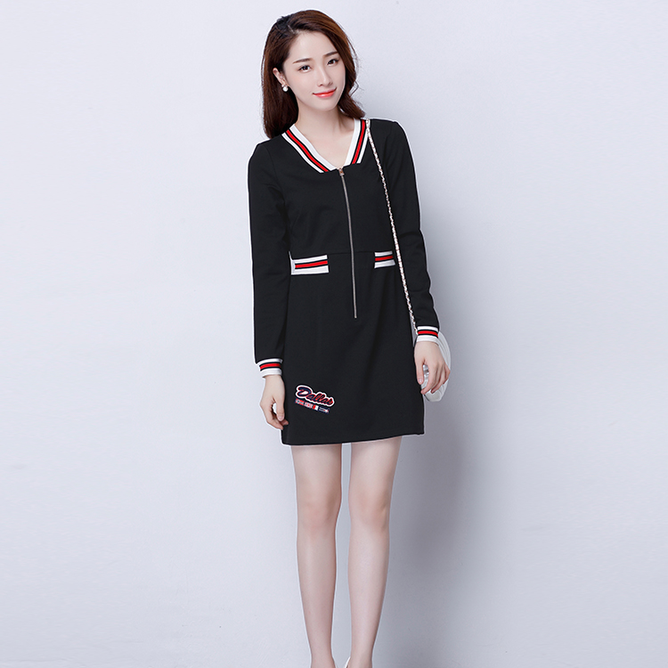 韓版時尚V領(lǐng)拼接修身顯瘦A字裙 廠家直銷 加工定制多種款式可選