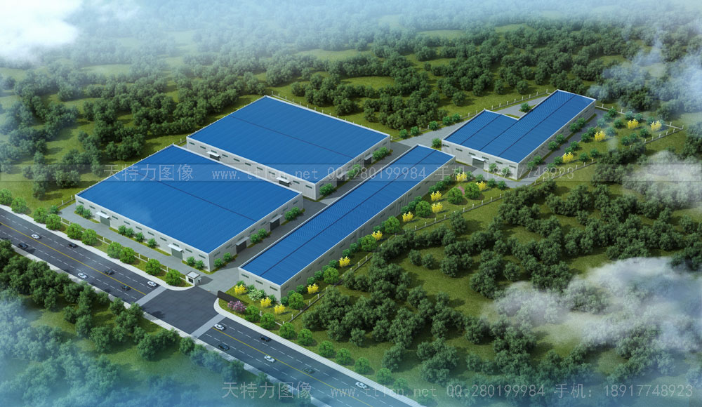 廠房廠區(qū)鳥瞰效果圖設(shè)計(jì)制作