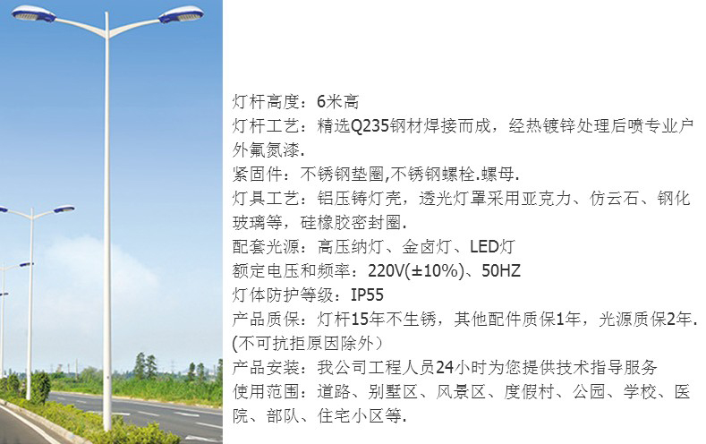 江蘇弘光照明生產(chǎn)雙臂道路燈優(yōu)質(zhì)鈉燈路燈
