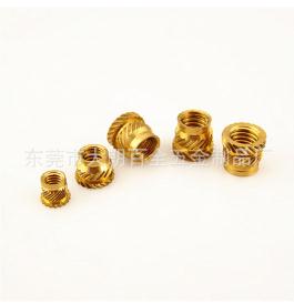 專業(yè)生產(chǎn)優(yōu)質(zhì)滾花銅螺母 車加工銅鑲嵌件 銅斜花預(yù)埋螺母可定制