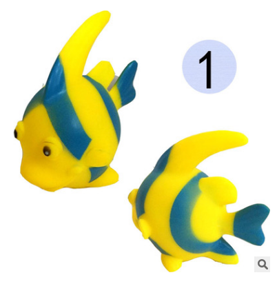 芭芘巴比搪膠公仔卡通動物 六款兒童益智戲水玩具捏捏叫游水魚 游水魚搪膠公仔