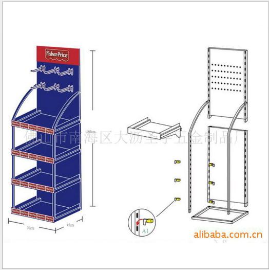 小型四層陳列架 貼紙掛鉤展示架 可拆卸式產(chǎn)品陳列架
