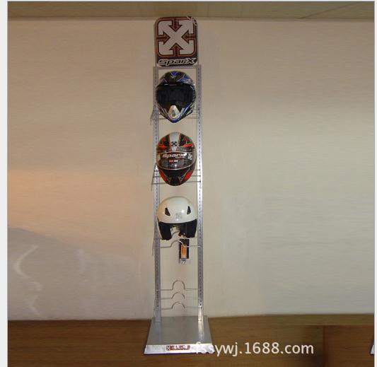 薦 雙面旋轉(zhuǎn)展示架 拆裝式頭盔展示架 金屬掛鉤黑色頭盔展架