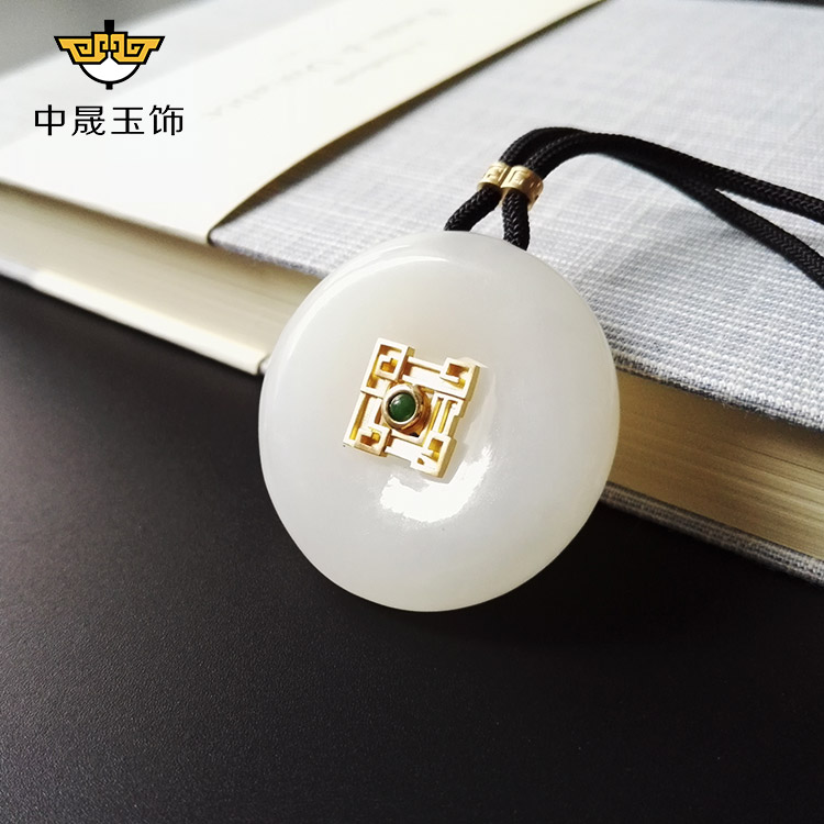 金鑲玉四大守護神吊墜 和田玉廠家直銷 中晟原創(chuàng)18K金鑲玉吊墜 青海昆侖玉白虎 男女款