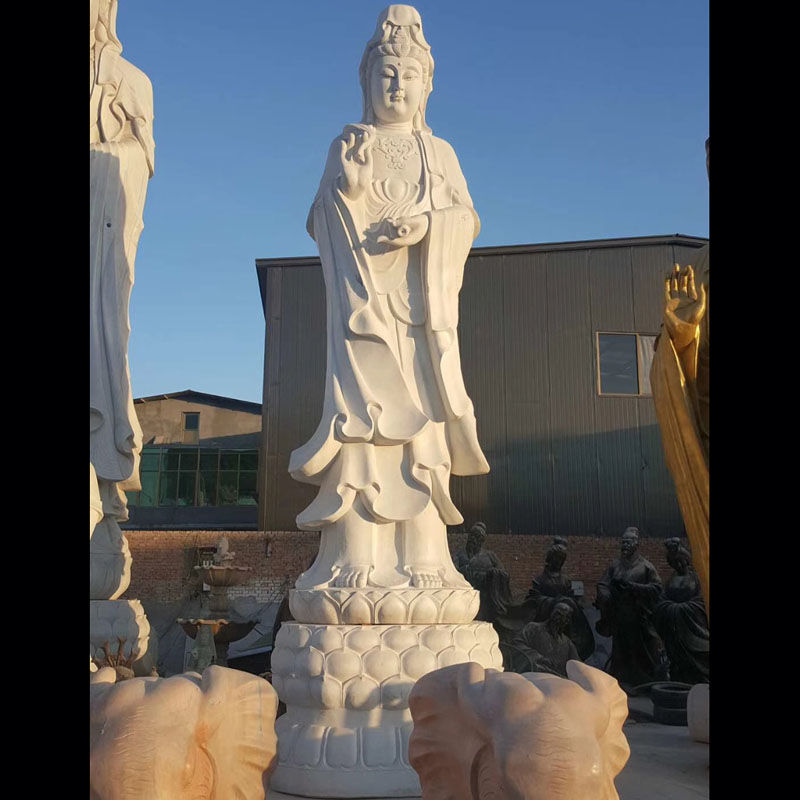 石雕觀音佛像寺廟漢白玉滴水觀音送子觀音寺院廣場(chǎng)供應(yīng)