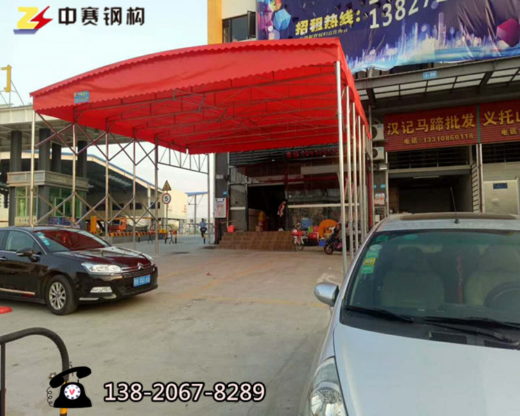 天津物流倉庫棚移動(dòng)伸縮遮陽棚夜宵擺攤大排檔燒烤帳篷推拉雨棚停車棚 天津大排檔燒烤帳篷