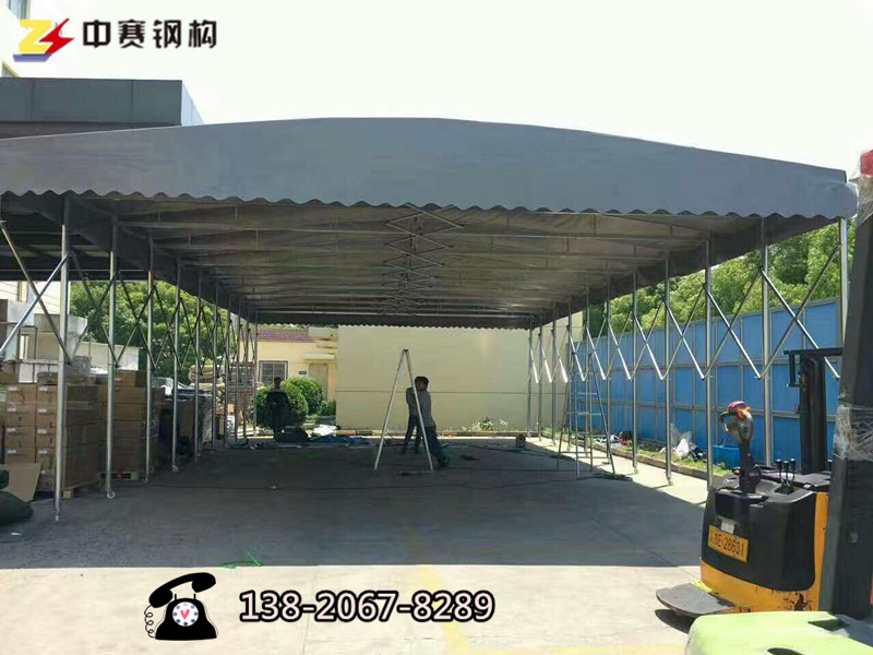 天津定制物流倉庫棚汽車棚夜宵大排燒烤檔帳篷推拉蓬移動伸縮遮陽雨棚  天津推拉蓬移動