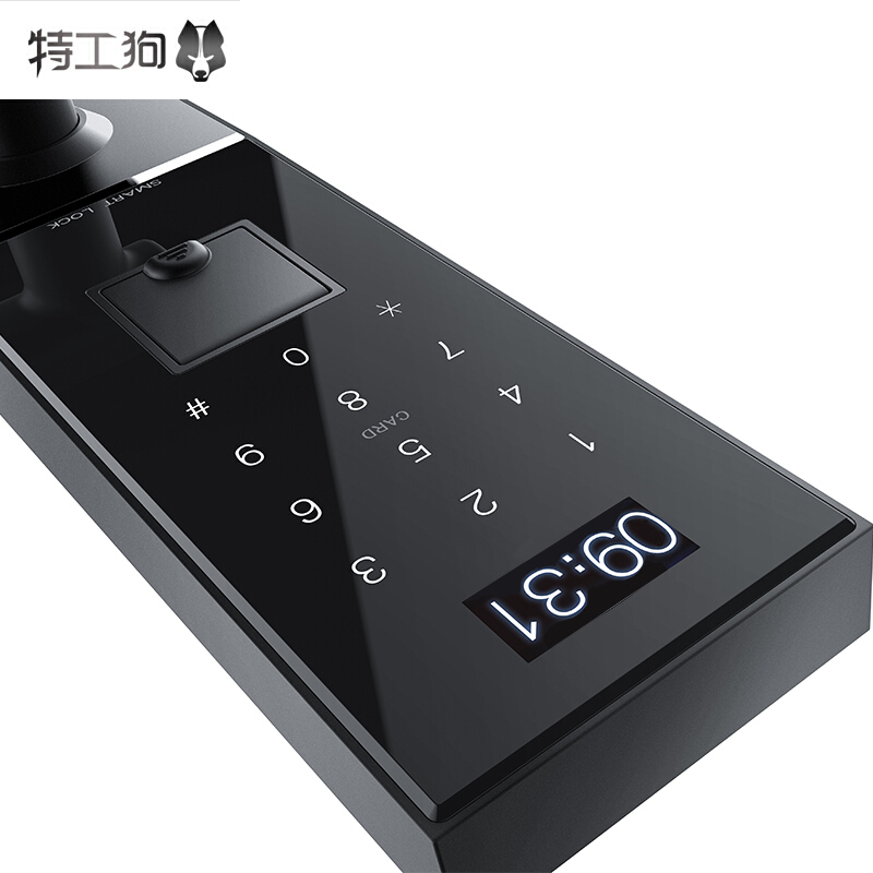 特工狗 指紋鎖防盜門電子密碼鎖 刷卡感應(yīng)智能門鎖 磨砂黑 智能鎖TGG-6802 磨砂黑