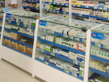 藥店玻璃層板貨架 西藥*柜 藥店玻璃層板貨架 西藥*柜寶龍