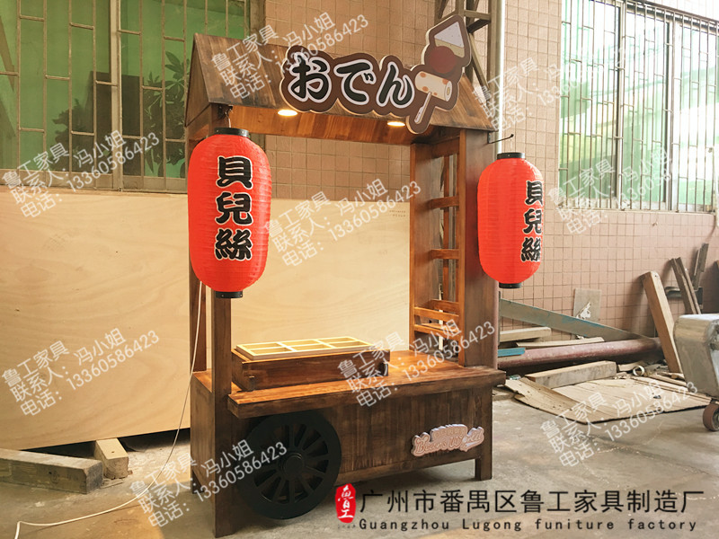 防腐木售貨車 景區(qū)售貨亭 商場(chǎng)花車 流動(dòng)售貨亭 仿古小吃車 美食車攤位