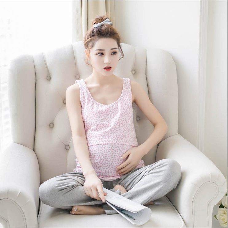 成都哺乳吊帶背心批發(fā) 成都純棉粉色豹紋服裝 成都薄款產(chǎn)后哺乳衣 成都孕婦夏裝生產(chǎn)商