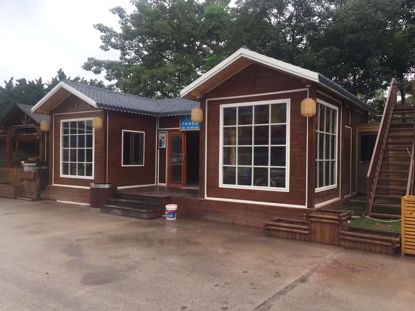 廣州木屋涼亭   防腐木屋涼亭葡萄架長廊定制