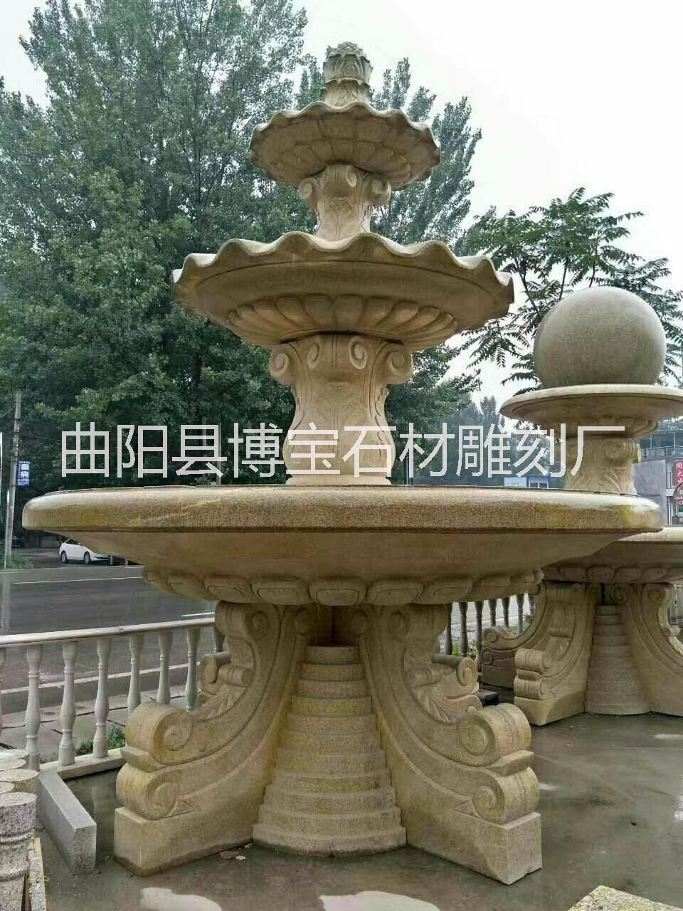 石雕噴泉廠家、歐式大理石噴泉雕塑、大型石雕噴泉流水噴泉雕塑擺件 找曲陽博寶石材