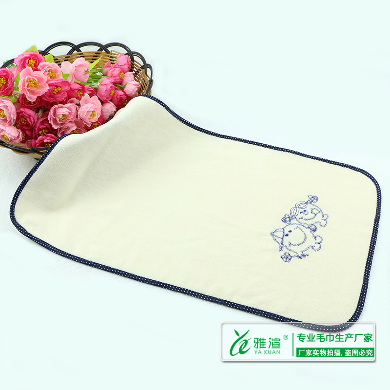 廠家直銷割絨童巾 純棉吸水包邊繡花牽手娃娃方巾商超批發(fā) 純棉童巾