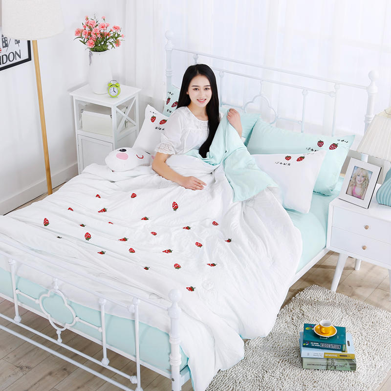 供應水洗棉四件套1.5m1.8夏季可愛雙人床單款4件套單人三件套1.2