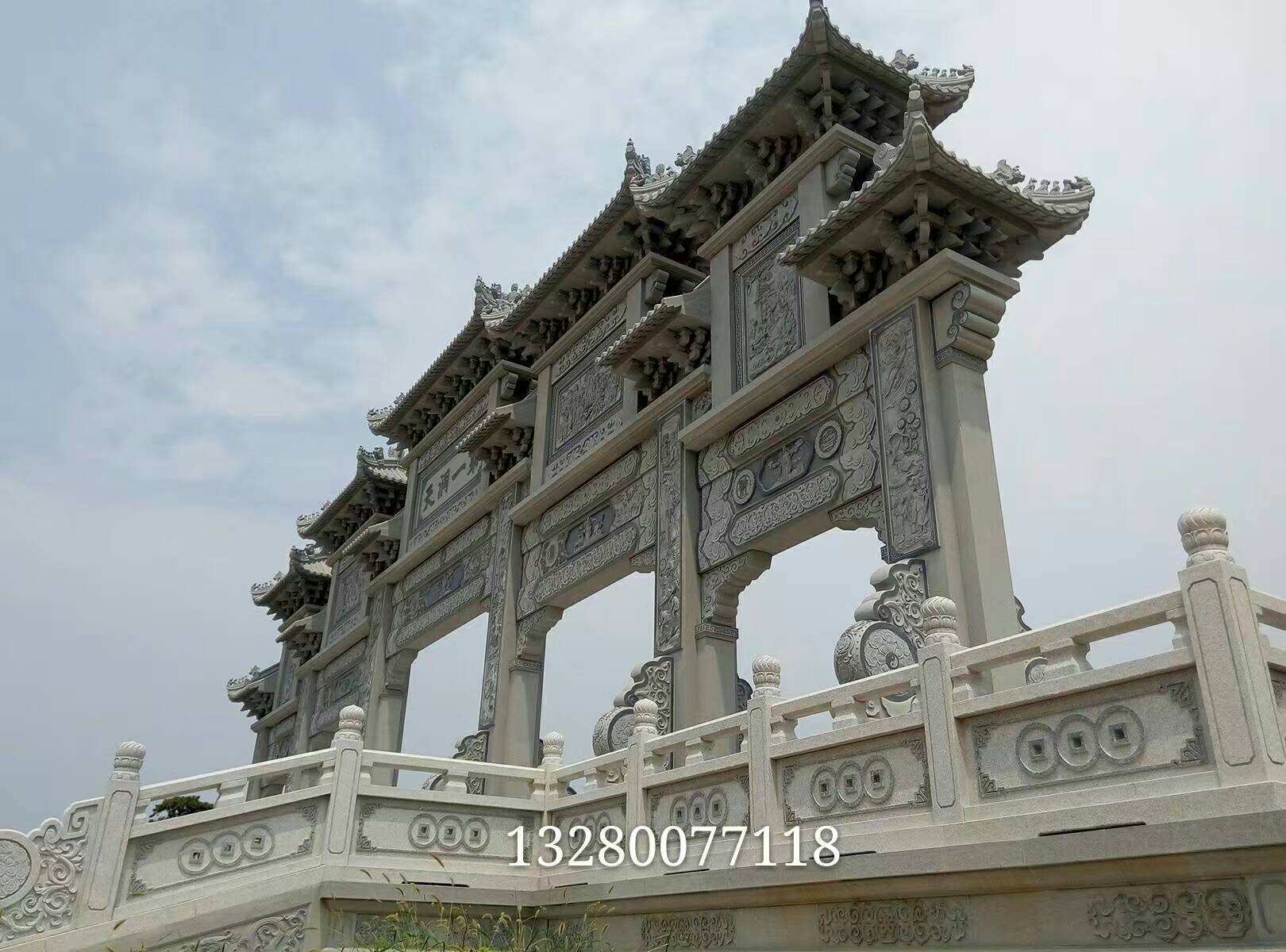 石牌樓 寺院功德牌坊戶(hù)外景區(qū)寺廟村口石山門(mén)石雕牌樓