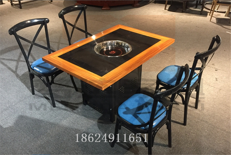 火鍋桌椅組合定做串串香大理石桌椅餐廳串串香大理石電磁爐火鍋桌