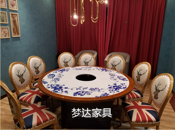 青花瓷餐椅現(xiàn)代實(shí)木酒店餐廳餐桌椅新古典簡約別墅樣板房會所餐椅