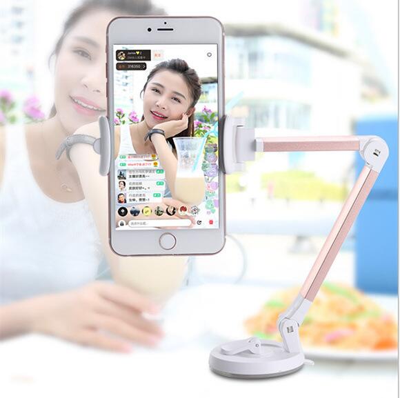 手機(jī)直播支架吸盤式硅膠創(chuàng)意桌面懶人支架床頭車載手機(jī)架