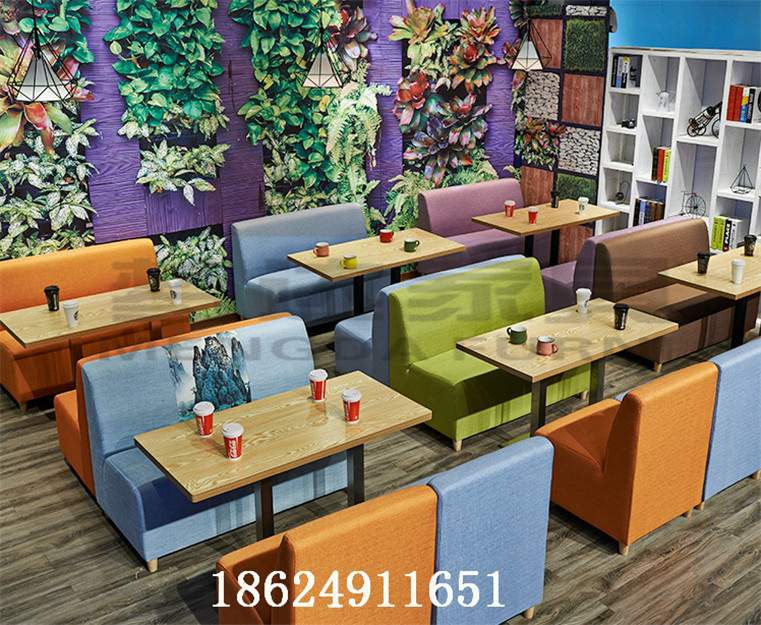 奶茶甜品店小吃火鍋飯店卡座簡約西餐咖啡廳雙人沙發(fā)桌椅組合