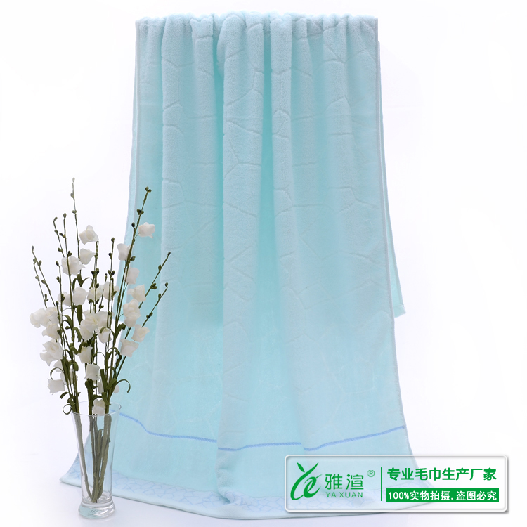 【浴巾】廠家熱銷純棉水立方素色斷檔浴巾 批發(fā)定制提花全棉浴巾
