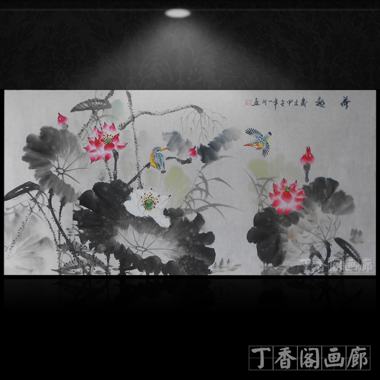 國畫梅花荷花葡萄花鳥畫純手工寫意水墨畫報春圖荷趣書畫葡萄碩果累累餐廳飯店裝飾中式風格掛畫