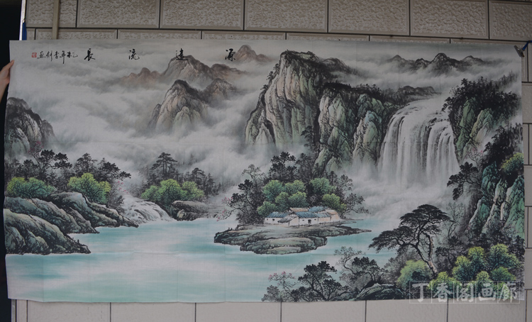 八尺春山神韻大幅畫定制大尺寸定畫山水畫辦公室國畫靠山客廳畫水墨畫聚寶盆手繪字畫辦公室掛畫裝飾畫 八尺山水畫定制