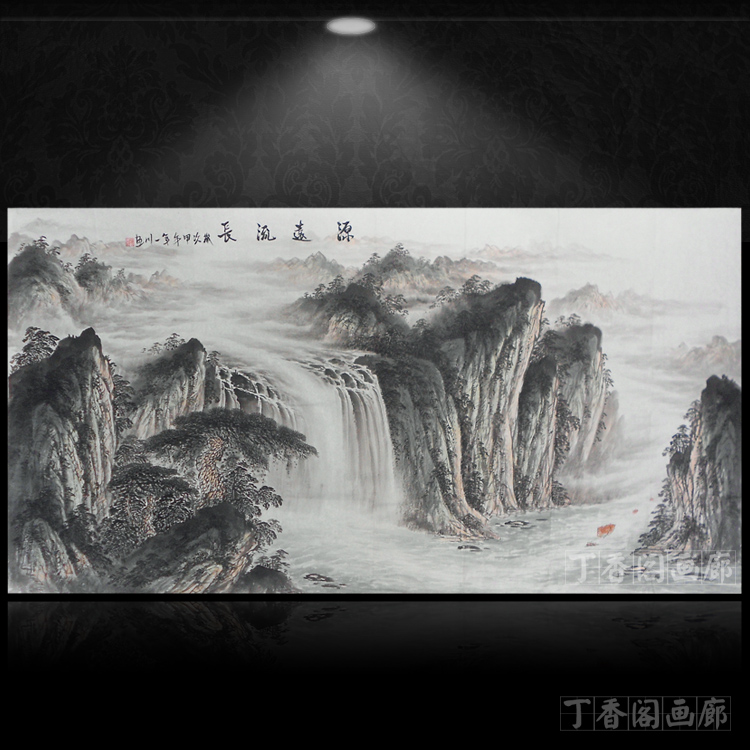 國畫大江河山水畫純手工辦公室掛畫老總經(jīng)理辦公室裝飾畫中國風(fēng)山水畫名家手繪*