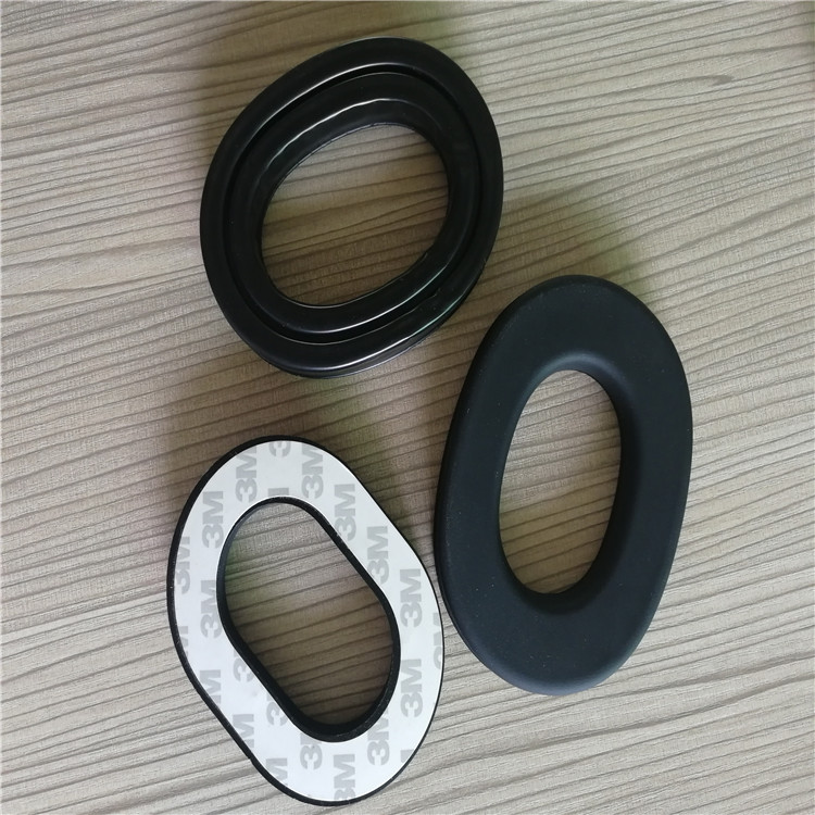 廠家直銷環(huán)保PVC吸塑皮耳套價格/熱壓成型耳機海綿皮耳套報價