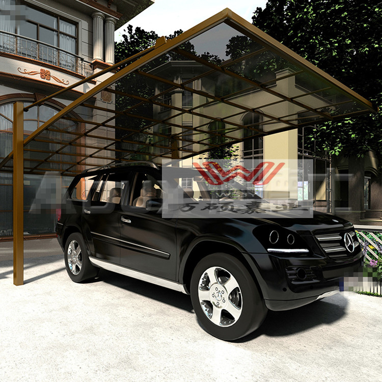 北京測量戶外別墅車庫停車棚耐力板遮陽遮雨鋁合金車棚定制安裝車棚停車棚耐力板遮陽棚