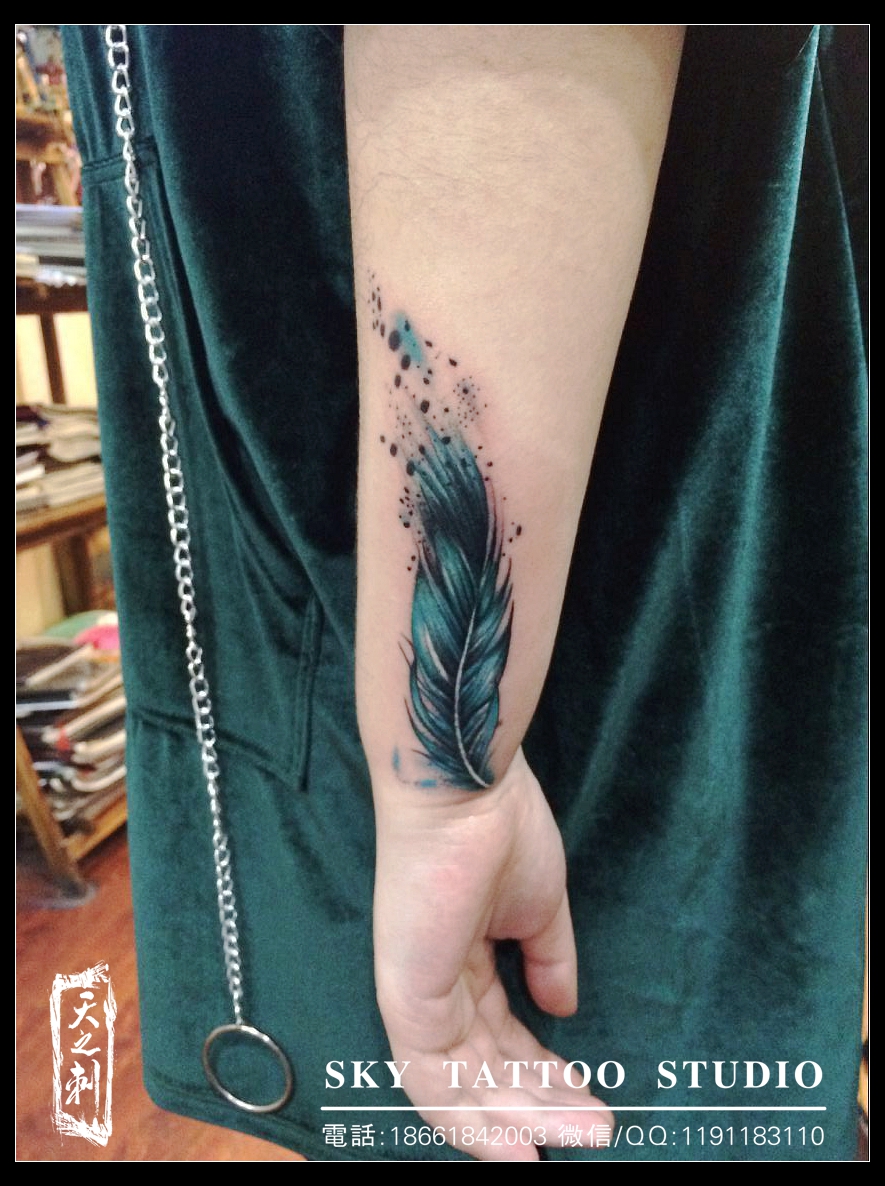 青島李村紋身 羽毛紋身圖案