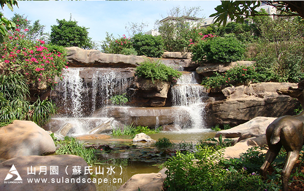 假山瀑布 深圳紫麟山花園假山瀑布