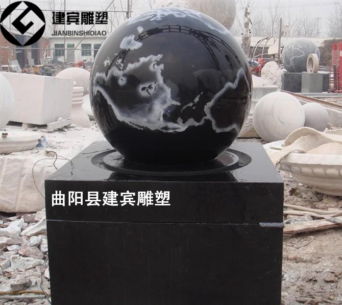 地圖石球噴泉 黑色大理*球噴泉
