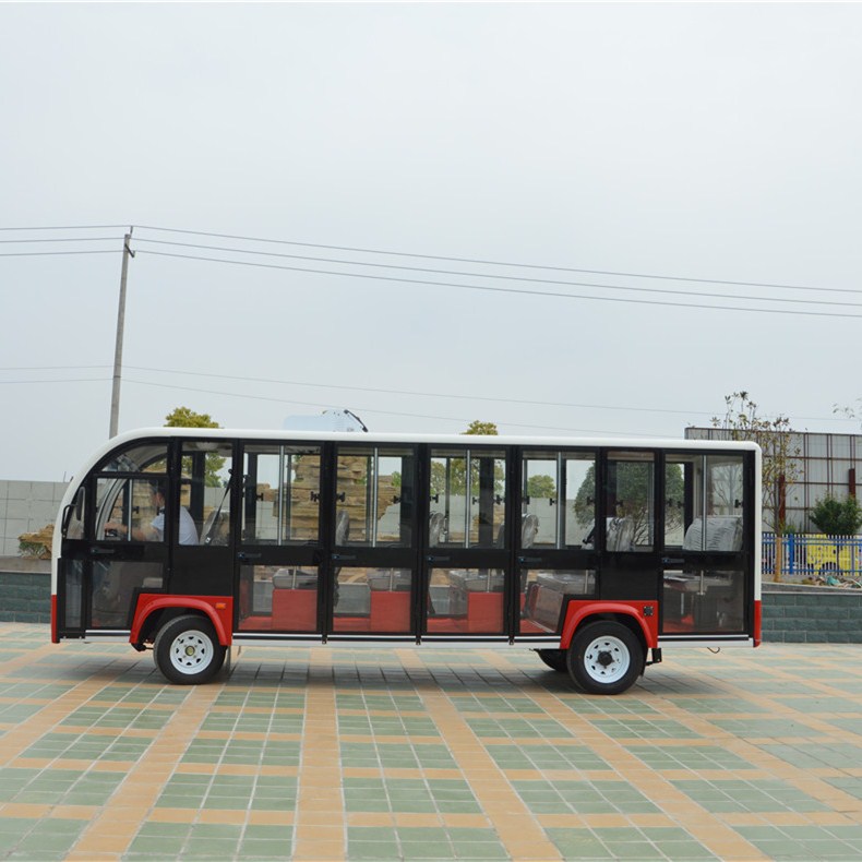 18座封閉電動觀光車，鄭州市旅游景區(qū)電動觀光車，工廠四輪載客電瓶車