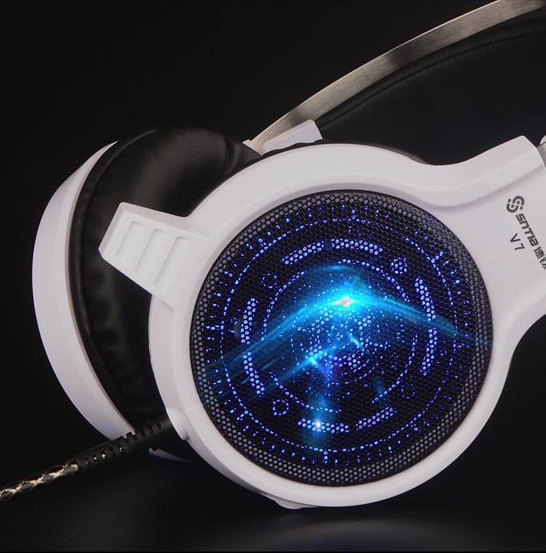 V7 速鈦頭戴式有線耳機K歌聲音抖音游戲電競吃雞音樂帶麥筆記本臺式PC游戲耳麥工廠直營 V7 白色