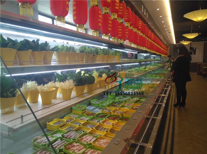 鮮菜火鍋保鮮噴霧柜，自助火鍋菜品冷藏柜，不銹鋼后補式選菜柜