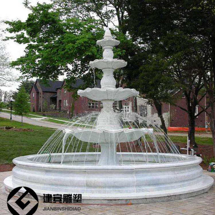 漢白玉噴泉 歐式石雕噴泉 大理石噴水池