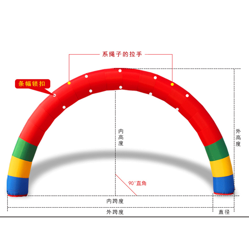 廠家直銷開(kāi)業(yè)廣告婚慶半圓形8米-15米充氣拱門(mén)全紅彩虹門(mén)