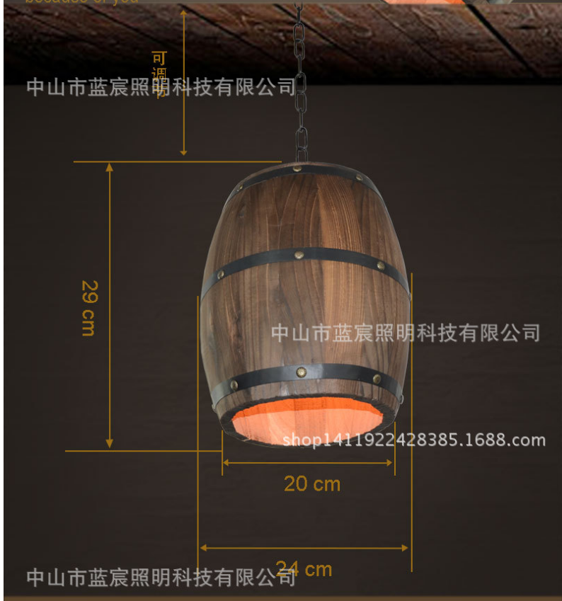 美式復(fù)古木桶吊燈 創(chuàng)美式復(fù)古木桶吊燈 創(chuàng)意原木酒桶燈具個性咖啡廳酒吧燈餐廳燈飾意原木酒桶燈