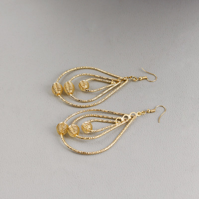 合金水滴耳環(huán)幾何圓形多層金屬縷空耳環(huán) 義烏飾品
