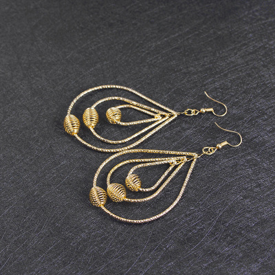 合金水滴耳環(huán)幾何圓形多層金屬縷空耳環(huán) 義烏飾品
