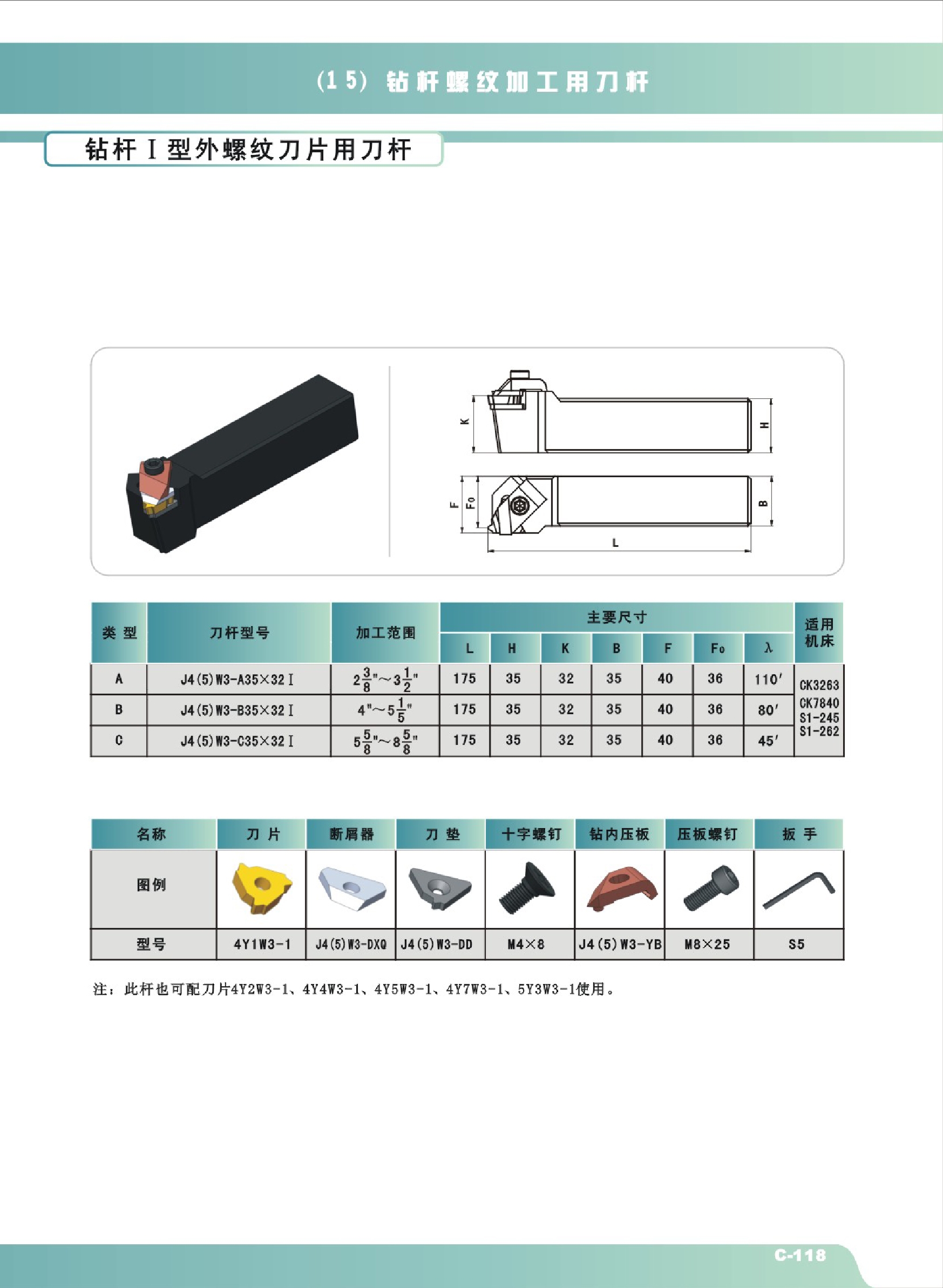 工研所石油管螺紋梳刀刀桿 鉆桿Ⅰ型外螺紋刀桿J4(5)W3-A35×32Ⅰ