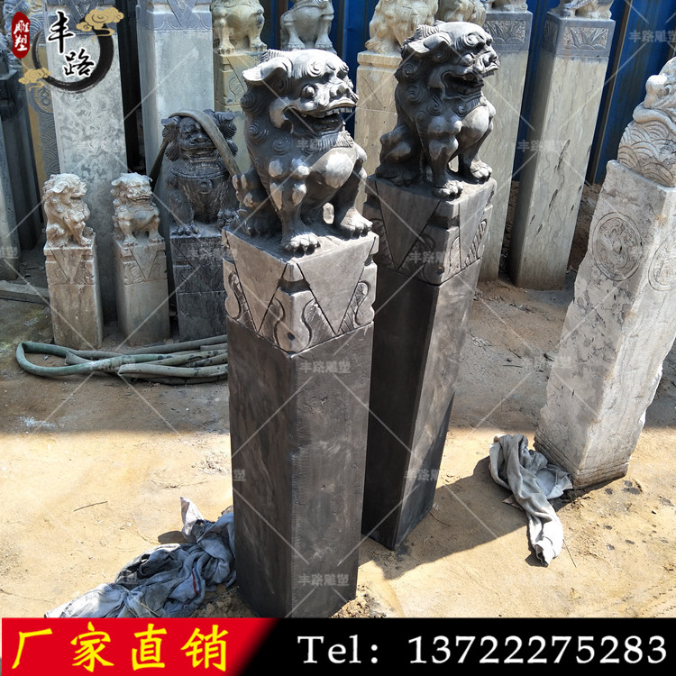青石仿古石獅子栓馬柱十二生肖栓馬樁