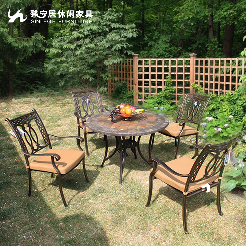 深圳戶外休閑鑄鋁家具組合庭院桌椅 鑄鋁桌椅