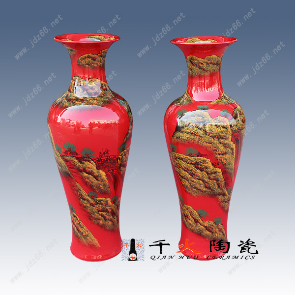 開業(yè)喬遷禮品選景德鎮(zhèn)陶瓷花瓶  中國(guó)紅陶瓷大花瓶 可加字加圖