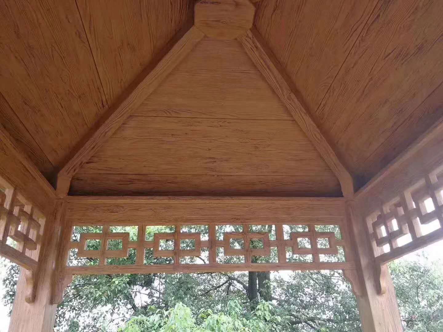 山東泰臻建材生產(chǎn)水泥仿木六角涼亭