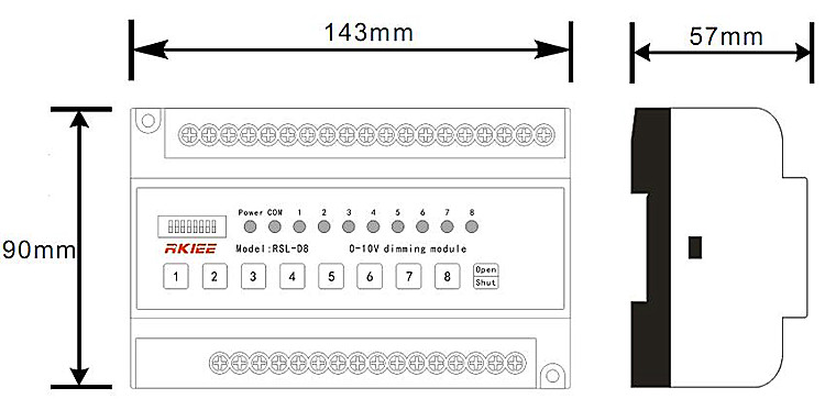 8路0-10V 調(diào)光模塊 8路0-10V智能照明調(diào)光模塊 RSL-D8 ?？仄放?智能照明燈光控制
