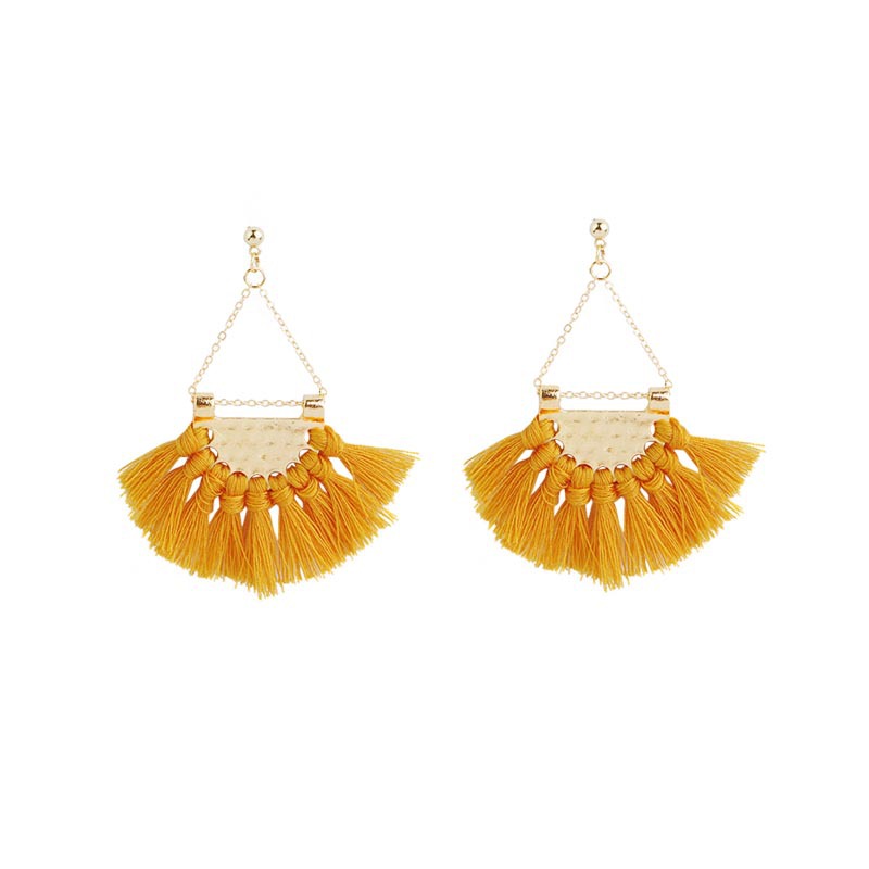 2018年新品 歐美時(shí)尚 扇形流蘇長款耳環(huán) 耳墜流行耳飾