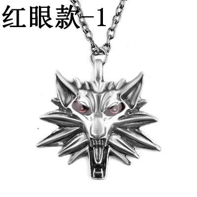 速賣通2018爆款飾品 witcher3 巫師3鋅合金*頭吊墜男士項鏈 工廠直銷